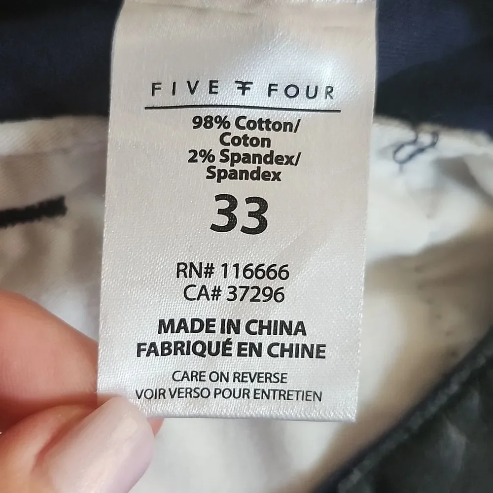 Five Four Men's Navy Blue Cotton Dress Pants Chinos, 6 Pockets, 33 Waist